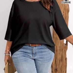 SHEIN Plus Size Black Dolman Sleeve Blouse • 2XL • New